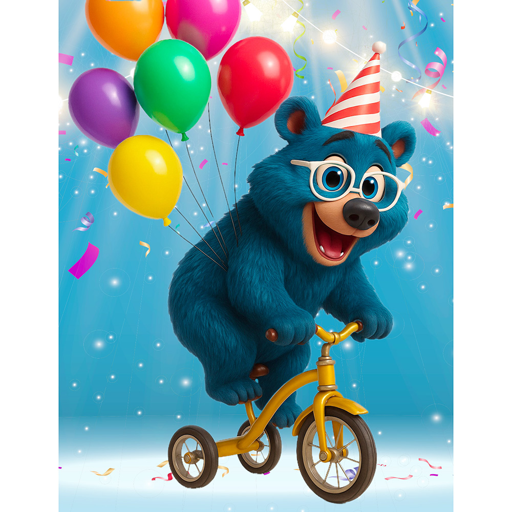 Image Carte de souhaits pour enfants - Ours bleu